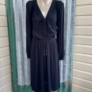 Witchery Black Viscose Knee length Long Sleeve Dress V Neck Sz 4 - New & OOAK - Phoenix Menswear