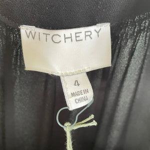 Witchery Black Viscose Knee length Long Sleeve Dress V Neck Sz 4 - New & OOAK - Phoenix Menswear