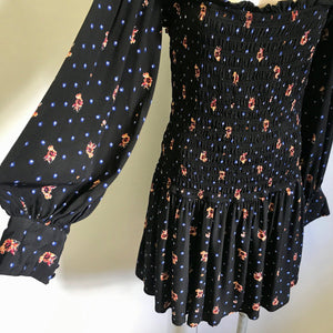 Women's Free People Floral Dress with Rouged Waist & Puffed Sleeves Sz M - OOAK - Phoenix Menswear