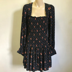 Women's Free People Floral Dress with Rouged Waist & Puffed Sleeves Sz M - OOAK - Phoenix Menswear