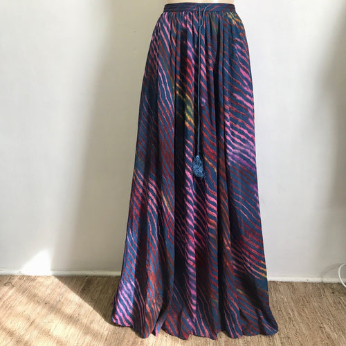 Women's Free People Long Skirt Diagonal Stripes Purple Sz L - OOAK - Phoenix Menswear