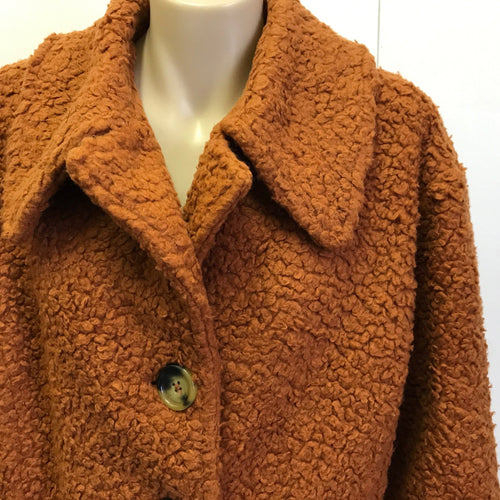Women's Free People Rust Warm Fuzzy Jacket Sz S - OOAK - Phoenix Menswear