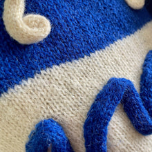 Load image into Gallery viewer, Women&#39;s Funky Wool Retro Vintage Blue White Jumper Abstract Mod Design Sz M - OOAK - Phoenix Menswear