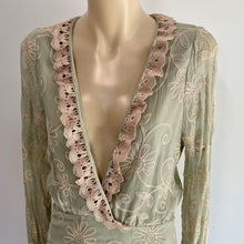 Load image into Gallery viewer, Women&#39;s L/S Stevie May Short Dress Green Embroidered Lace Sz XS - OOAK - Phoenix Menswear