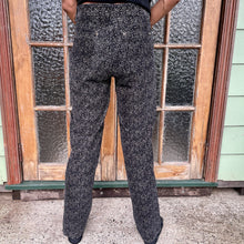 Load image into Gallery viewer, Women&#39;s Velvet Trouser Pants Black Beige Abstract Herringbone Sz 10 - OOAK - Phoenix Menswear