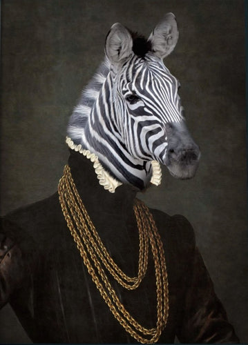 Zebra Portrait Glossy Print Vintage Renaissance Painting Reproduction. - Phoenix Menswear